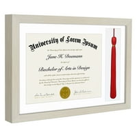 Otvaranje prostirke za diplomiranje sa laganim drvetom prikazuje 8.5 x11 diplomu ili certifikat i rese. Umjereno
