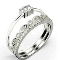 Blistavi zaručnički prsten od moissanita od 1 karatnog dijamanta izrezan u baguette, nježni zaručnički prsten