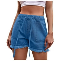 Ženske kratke hlače Rasprodaje se ispod 5,00 USD traper džep na čipku jednobojne ljetne kratke hlače u plavoj