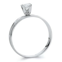 14k žensko čvrsto bijelo zlato s poliranim dijamantom izrezanim dijamantom 9 kubični cirkonij zaručnički prsten