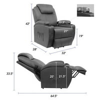 Ergonomska masažna stolica s električnim pogonom s funkcijom grijanja, siva koža od 32 od 28 od 42