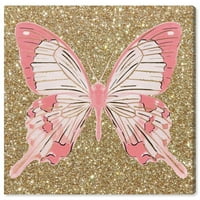 Zidni ispis ružičasti Jednobojni leptir insekata-Zlatna, Ružičasta