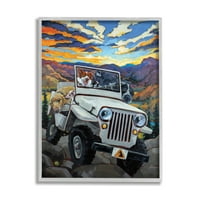 Offroad psi desert Drive planinski Zalazak sunca uokvirena grafika zidni tisak, 24. 930.