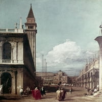 Canaletto: Venecija. NTHEZIJA Gledajući prema Torre Dell'orologio. Canvas, C1725-30. Ispis plakata