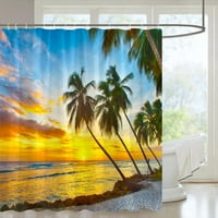 Havajski krajolik vanjski tuš zavjesa otoka plaža kokosov tropski ocean prirodni krajolik viseći zavjesa dekor