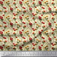 Pamučna tkanina od batista u širini dvorišta s cvjetnim akvarelom