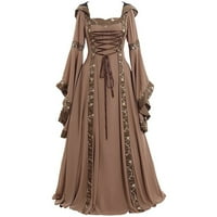 Haloween haljina za žene Clearance Fashion Mode ženska vintage podna dužina Gothic cosplay dugih rukava haljina
