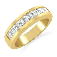 Zaručnički prsten s dijamantnim rezom princeza od žutog zlata 14k za žene
