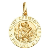 14K žuto zlato St. Christopher Zaštitite nas šarm privjesak s ogrlicom lanca pšenice - 16