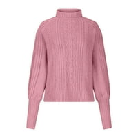 Modni osnovni džemper s visokim vratom pleten kabelom za žene casual labavi jesen / zima pulover dugih rukava