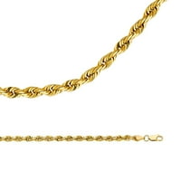 Čvrsta 14k ogrlica užeta od žutog zlata muški dijamantni izrezani uvijeni polirani teški veliki, - 20,22,24