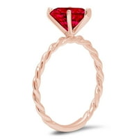 Zaručnički prsten od ružičastog zlata od 18 karata s imitacijom crvenog rubina u obliku srca od 2,0 karata, veličine