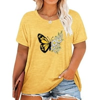 Ženska ljetna široka majica kratkih rukava sa slatkim printom, Okrugli vrat sprijeda, ramena, Vintage gornji dio
