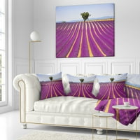 DesignArt lavanda i usamljeno drvo uzbrdo - pejzažni jastuk za bacanje zida - 16x16