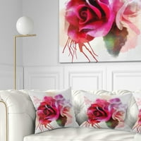 Designart bijele crvene ruže s prskanjima boja - jastuk za cvjetni bacač - 18x18