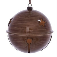 Božićni ukras 5.75 zvono od smeđeg drveta sa zrnom, set od 4