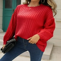 Ženske pulovere Plus size puloveri jednobojni pleteni džemperi dugih rukava za žene ležerni džemper s okruglim