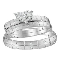 Čvrsto 14k bijelo zlato njegov i njezin okrugli dijamantni srce odgovara par tri prstena svadbeni zaručnički prsten