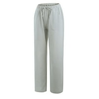 Posteljine hlače za žene plus veličine čvrste boje pamučno lane labave joga pamučne lanene hlače b ženske hlače
