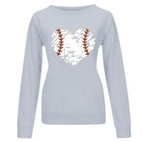Ženska problematična bejzbolska majica s uzorkom srca ležerni pulover dugih rukava s okruglim vratom široka košulja