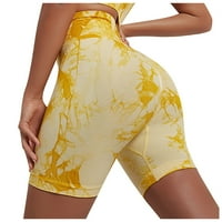 Ženske kratke hlače za vježbanje žene bešavne Camo kratke hlače visokog struka za vježbanje joge u teretani, žute