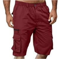 Muške Ležerne teretne hlače na kopčanje i patentni zatvarači, obične teretne hlače do koljena s džepom, ravne