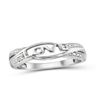 Ljubavni prsten od bijelog dijamanta od srebra