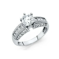 Jewels 14K bijelo zlato kubični cirkonia CZ zaručnički prsten Veličina 10.5