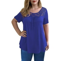 Ženska čipkasta majica s okruglim vratom s kratkim rukavima Plus veličine