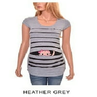 Ženska odjeća za trudnice u veličini Plus veličine s okruglim vratom kratkih rukava Slatka duga majica s grafičkim