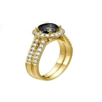 Žuto zlato 14k 1. Crni dijamantni prsten s dijamantima s dijamantima