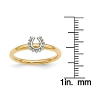 Dijamantni sterling srebro žuti konji prsten