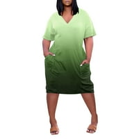 Ženske haljine casual zelena poliesterska ležerna haljina za žene, Plus Size, udobne haljine s izrezom u obliku