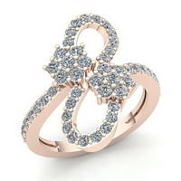 2K okrugli dijamantni rez ženski cvjetni personalizirani vjenčani prsten za godišnjicu od 18k punog ružičastog,