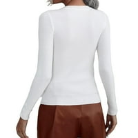 Ženski džemperi Casual jednobojni osnovni vrhovi s okruglim vratom u bijeloj boji;