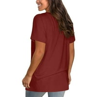 Modni Ženski vrhovi s izrezom u obliku slova U i kratkim rukavima, majica, ljetna široka bluza s printom