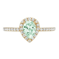 Dijamant u obliku kruške s imitacijom zelenog dijamanta u žutom zlatu od 14 karata s umetcima prsten od 1,5 inča