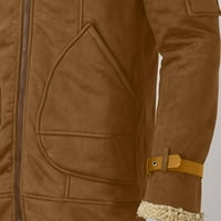Muškarci Plus veličine - krzneni ovratnik s reverom, kožna jakna s dugim rukavima, izolirani kaput u vintage stilu,