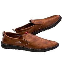 Izbor / muške lagane kožne ravne cipele s okruglim nožnim prstima; mokasine za mladenke; smeđa 8,5