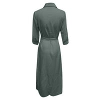 Ženska haljina Plus size ležerna široka zavojna haljina kratkih rukava jednobojna vojna zelena haljina do gležnja