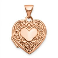 Privjesak za medaljon u obliku srca sa svitkom od ružičastog zlata od 14 karata