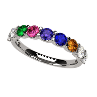 Nana U'r Mather Ring 1- multi-kamen za odrasle žensko rođendana, 10k bijelo zlato, size10.5, Stone6