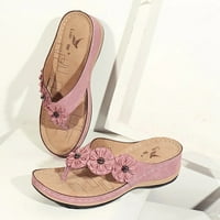 Ženske sandale, klinaste japanke, modne sandale s remenom i kopčom, ljetne ženske cipele u ružičastoj boji