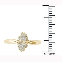 1 10-karatni dijamant od 10-karatnog žutog zlata, zaručnički prsten s dva srca