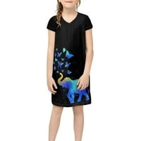Dječja haljina za djevojčice s psihodeličnim slonom, veličina 5 godina, prozračna, leptir print, Datum, djevojčica,
