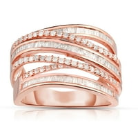 Natalia Drake 18k ružičasto zlato presvučeno srebrnim dijamantnim prstenom u obliku Baguette, veličina prstena