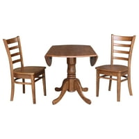 Blagovaonski stol s dva preklopa od punog drveta visine 42 inča i bočnim stolicama od hrastovog hrasta proizvedenim