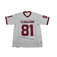 Prilagođeni muški srednjoškolski nogometni dres Campbell je zašiljen bijela sportska košulja