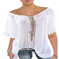 Ženski opušteni Casual Top, ljetne čipkaste pletene majice kratkih rukava s ramena, bluze