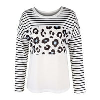 Ženske Ležerne jesensko-zimske majice, pulover s okruglim vratom s dugim rukavima, Bijeli;